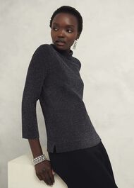 Tali Sparkle Top, Black Silver, hi-res