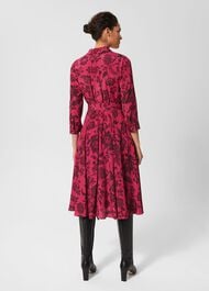 Lainey Belted Fit And Flare Dress , Rich Berry Red, hi-res