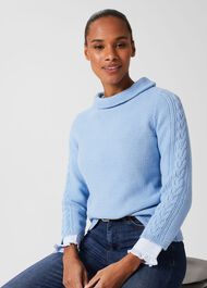 Camilla Cotton Sweater, Serene Blue, hi-res