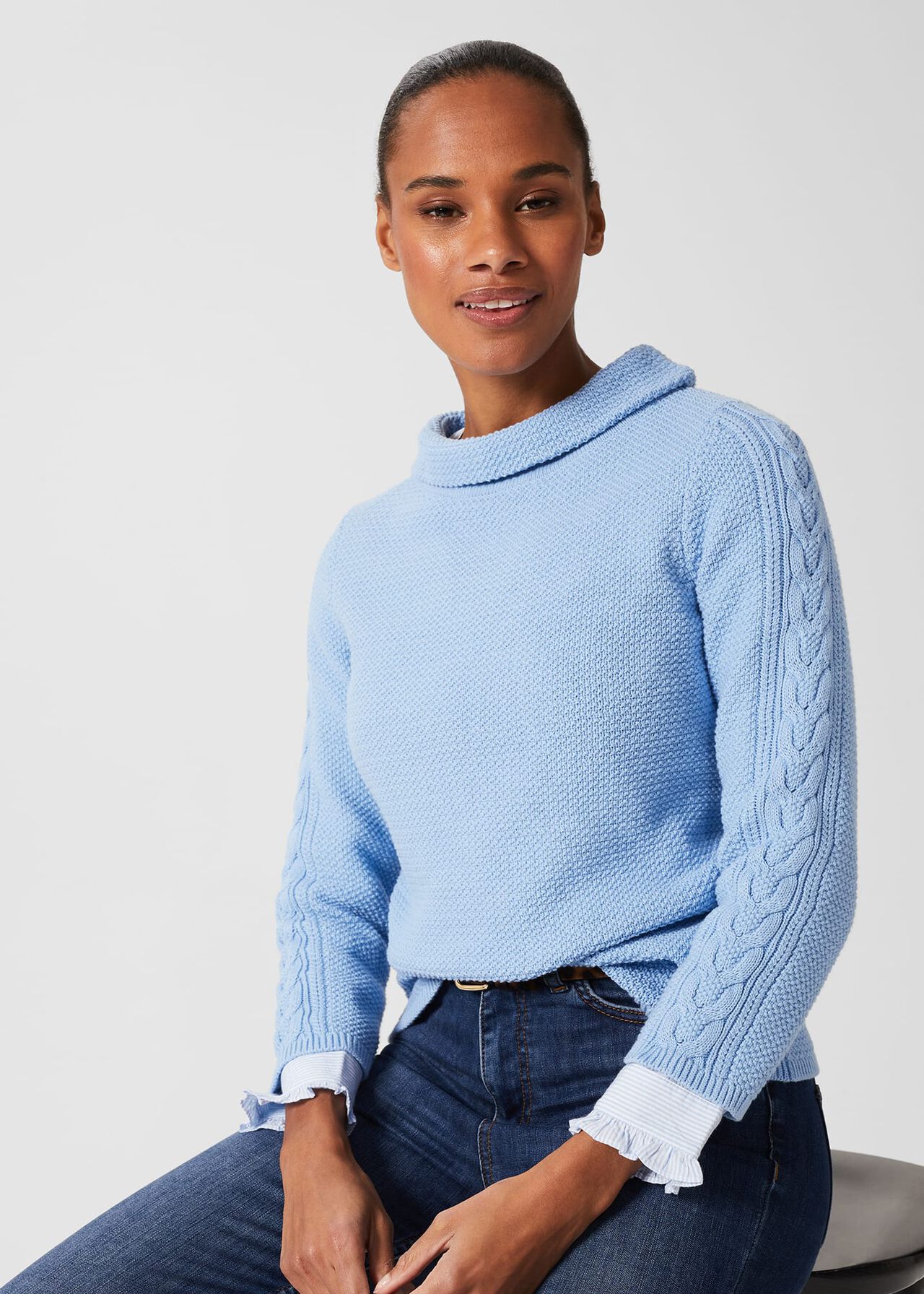 Camilla Cotton Sweater, Serene Blue, hi-res