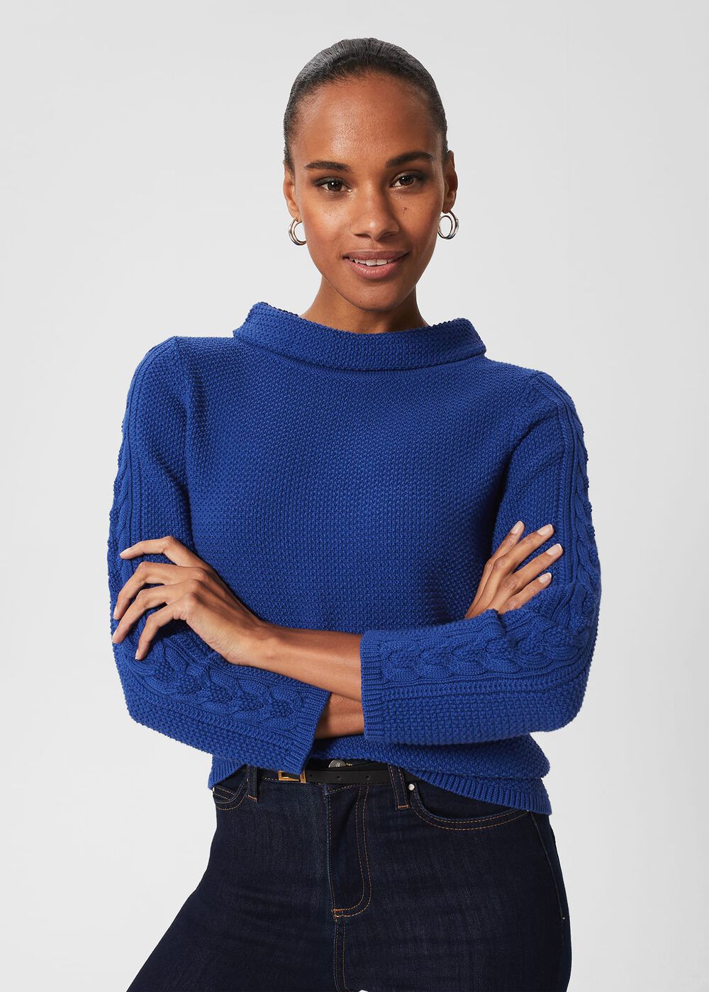Camilla Cotton Jumper, Cobalt Blue, hi-res