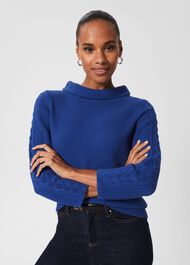 Camilla Cotton Jumper, Cobalt Blue, hi-res