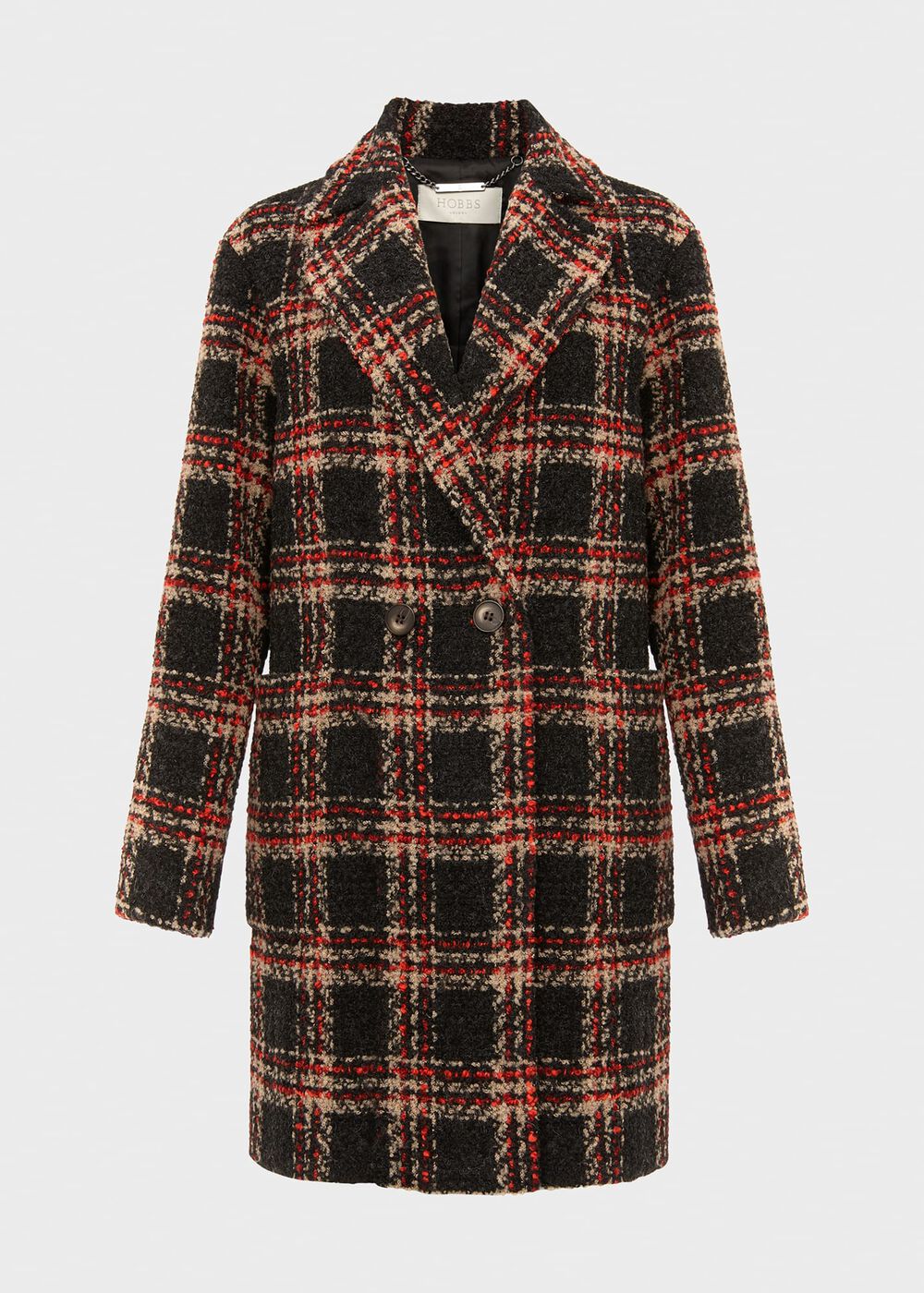 Carmina Check Coat With Wool, Grey Multi, hi-res