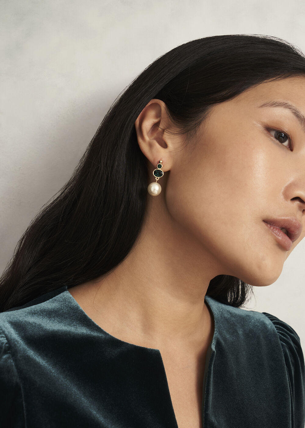 Priscilla Earrings, Green Ivory, hi-res