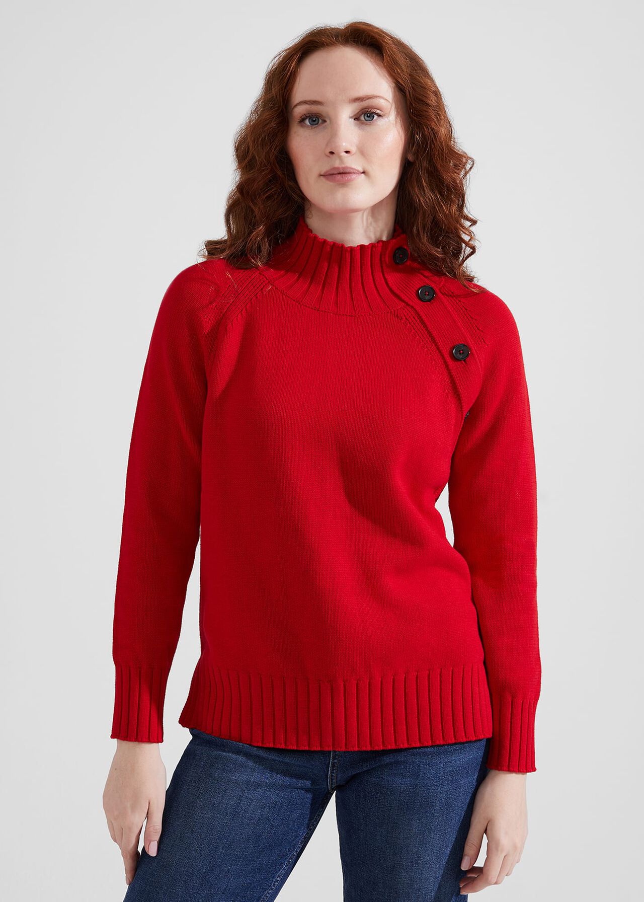 Chrissy Cotton Sweater, Hobbs Red, hi-res