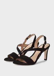 Mila Suede Sandals, Black, hi-res