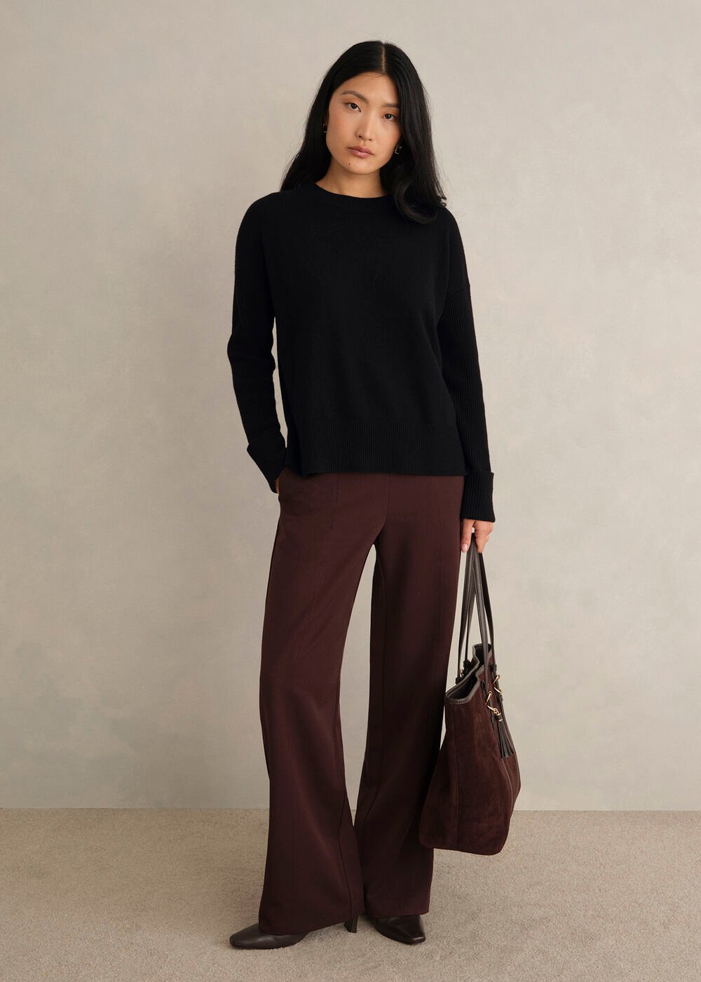 Darla Wool Blend Knitted Jumper, Black, hi-res