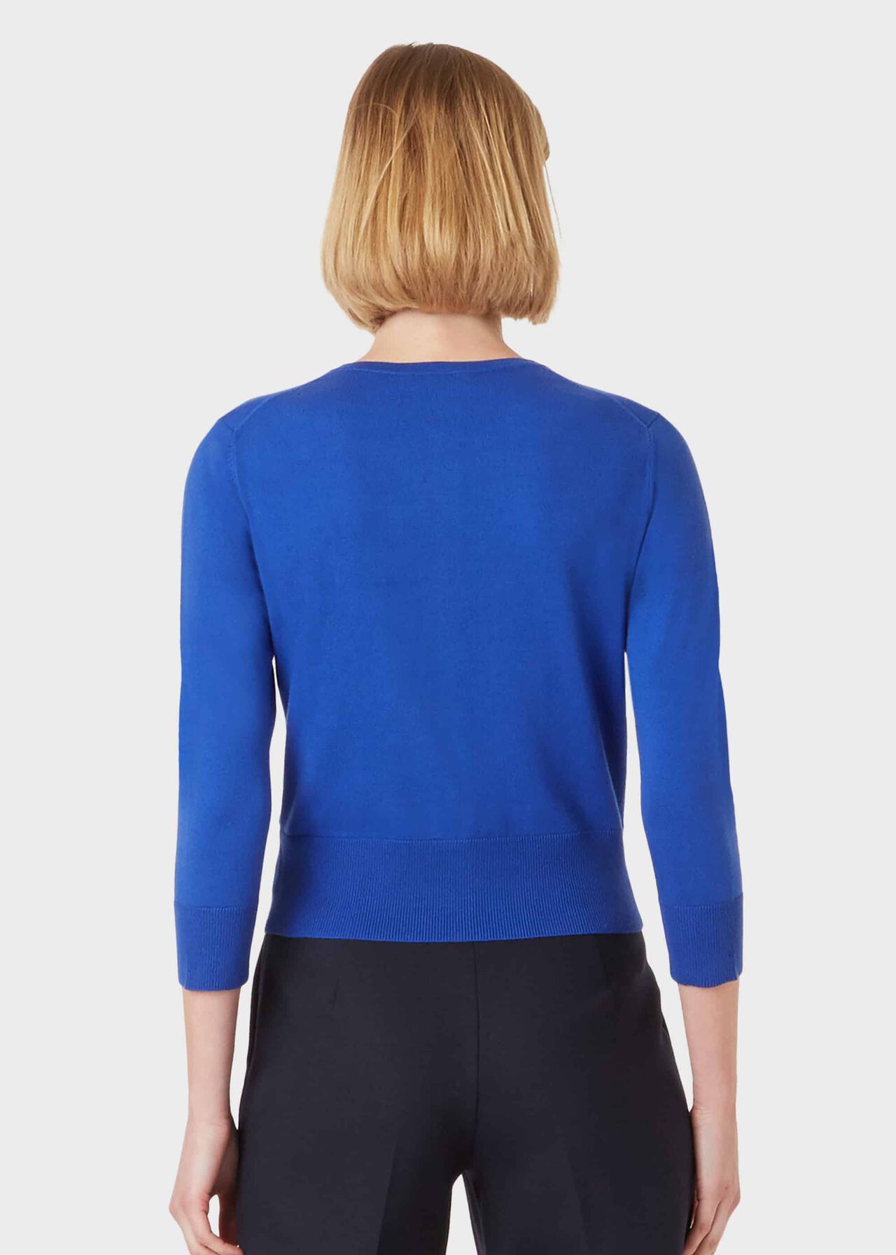 Paula Cotton Blend Cardigan, Blue, hi-res