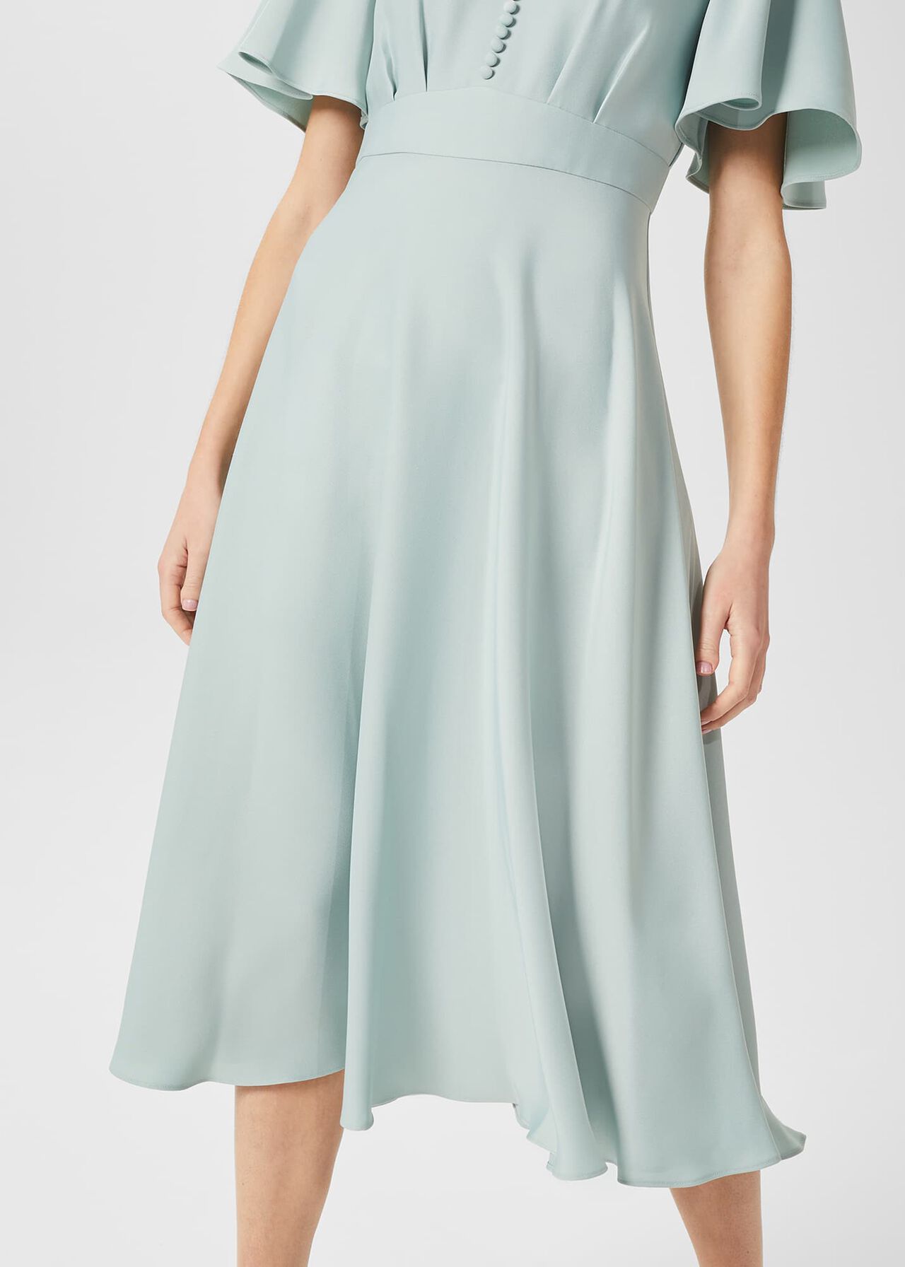 Kristen Satin Fit And Flare Dress, Thyme Green, hi-res