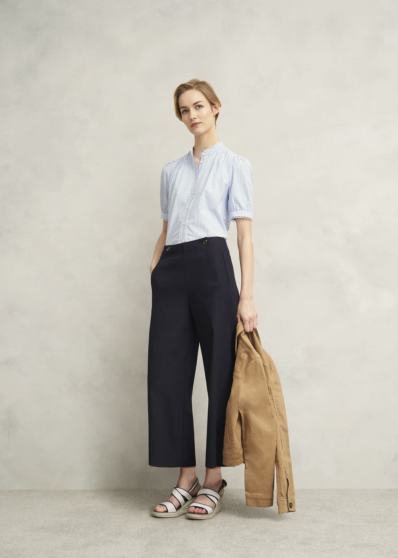 Kimmi Crop Trousers, Navy, hi-res