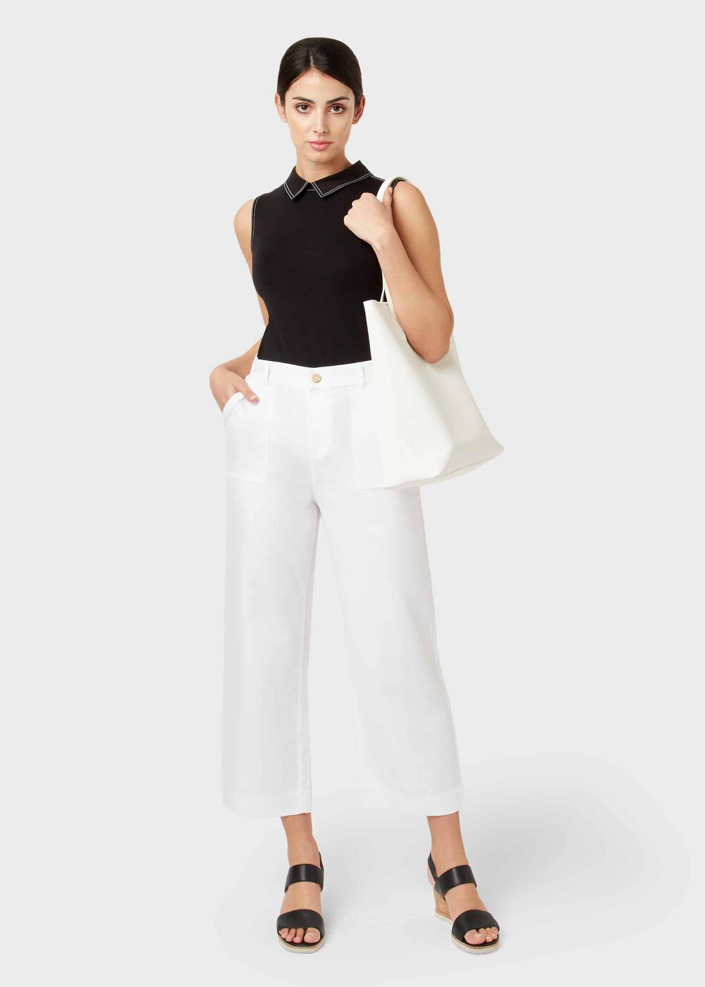 Shannon Collar Top, Black, hi-res