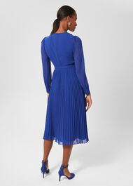 Evelyn Pleated Dress, Cobalt Blue, hi-res