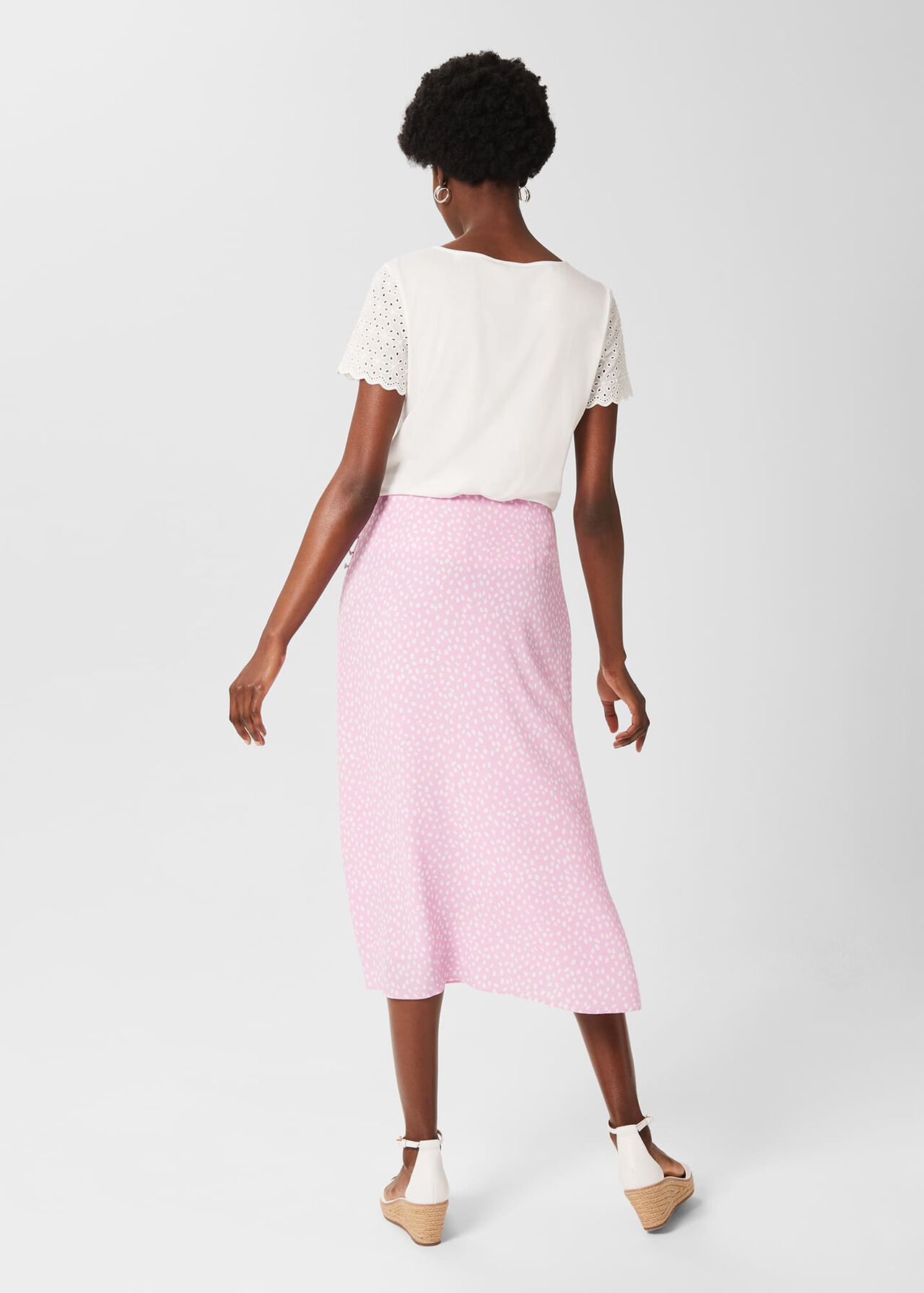 Gabrielle Printed Midi Skirt, Pink Ivory, hi-res