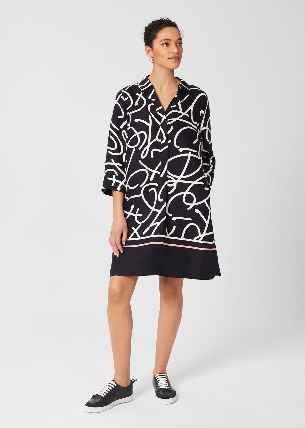 Marina Tunic Dress, Navy Ivory, hi-res