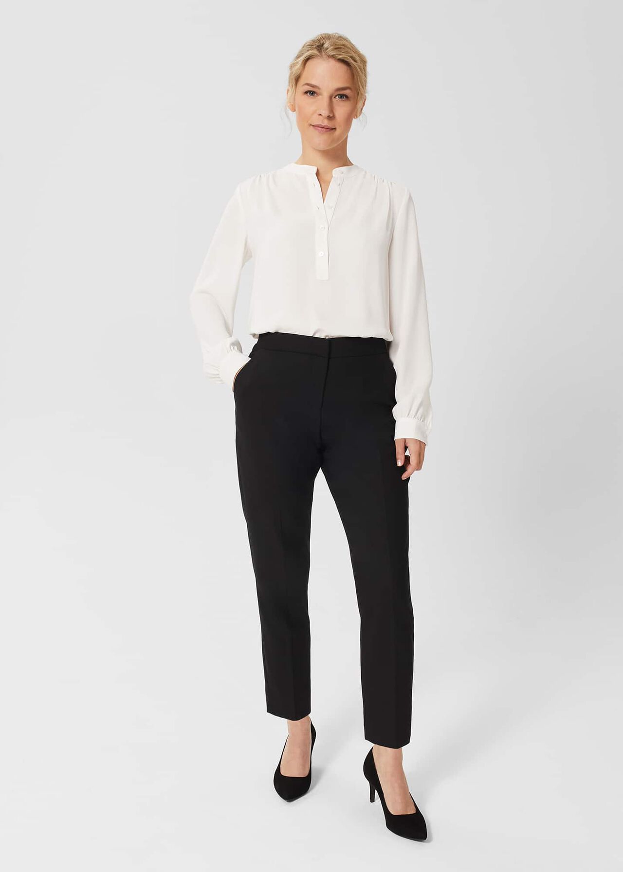 Petite Gael Wool Blend Trousers, Black, hi-res