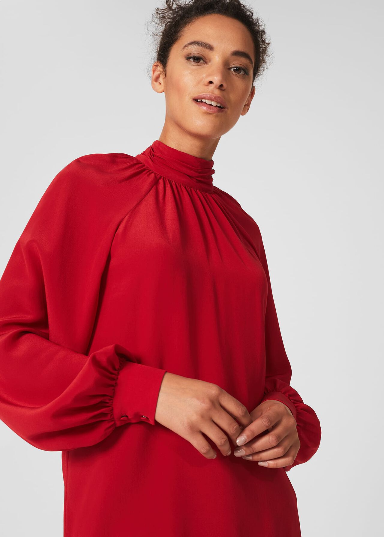Mollie Silk Blouse, Red, hi-res