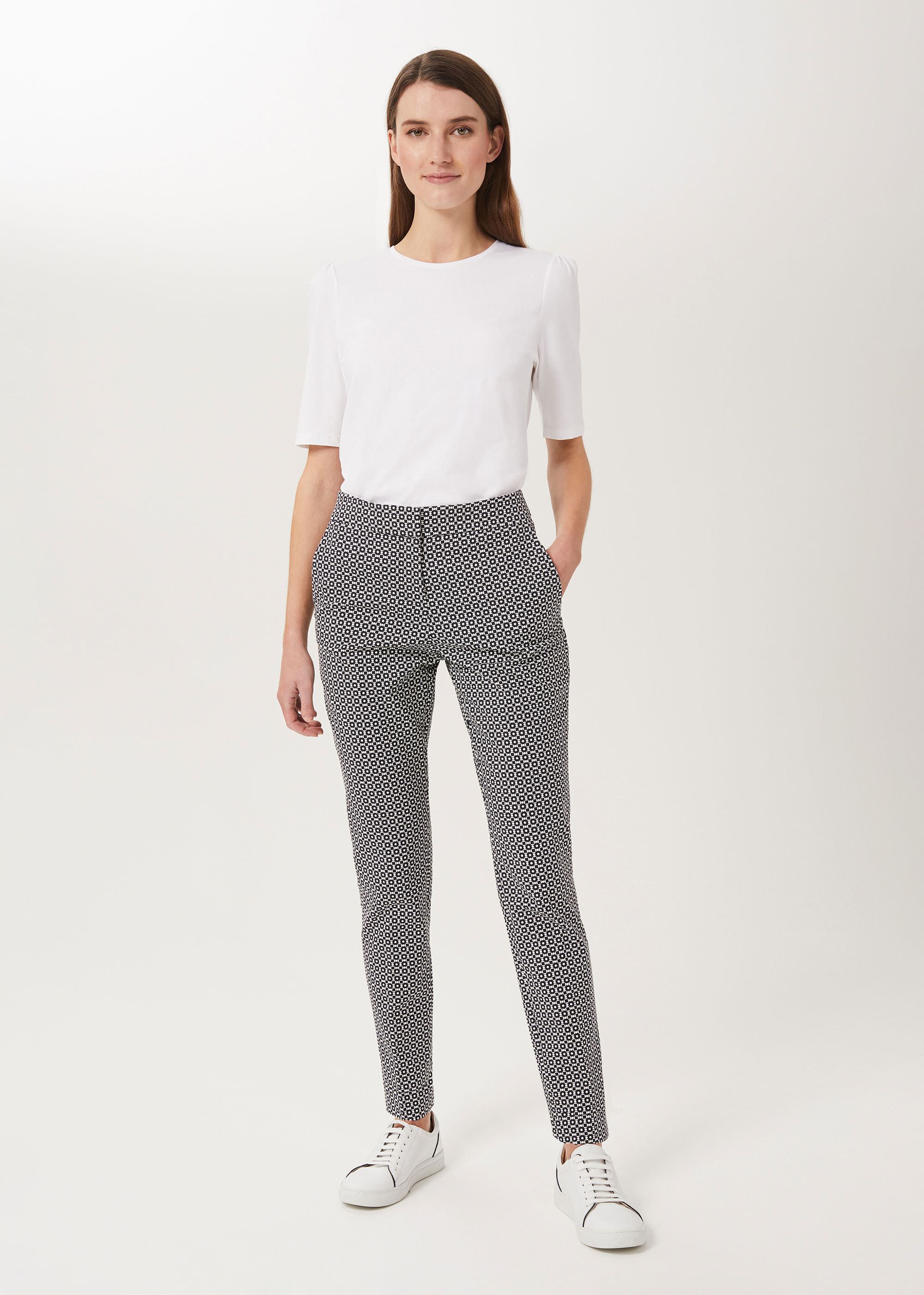 Sian Cotton Blend Printed Trousers | Hobbs