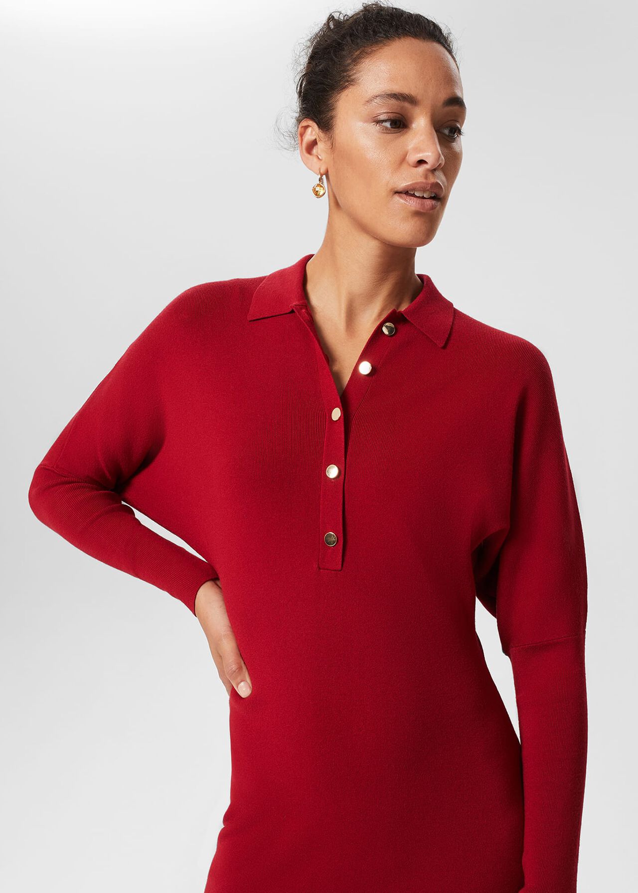Arabelle Knitted Dress, Red, hi-res