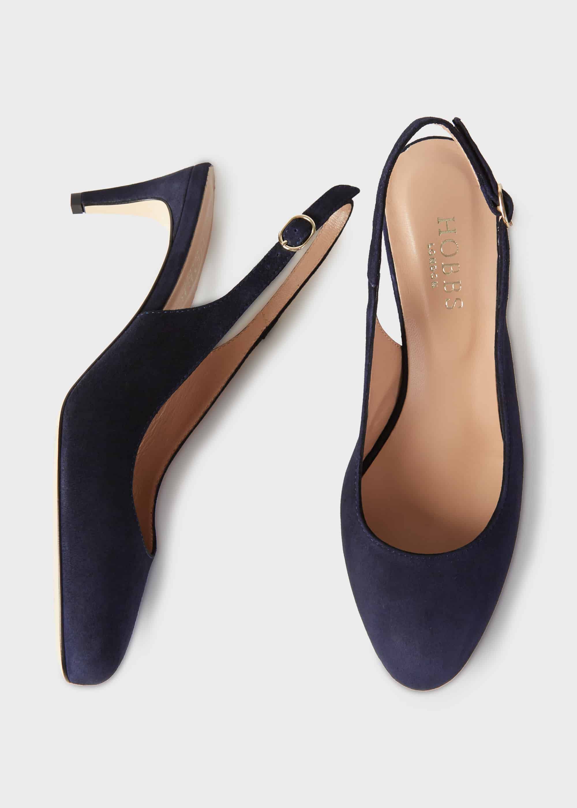 navy suede slingbacks