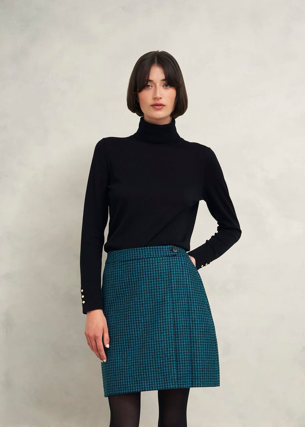 Leah Wool Kilt Skirt, Green Multi, hi-res