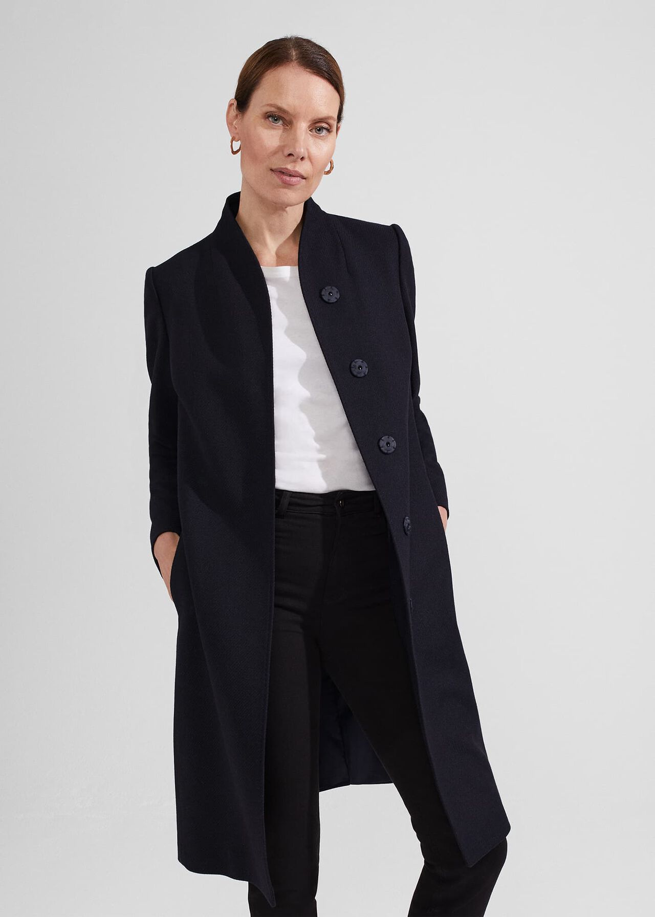 Millie Wool Coat, Navy, hi-res