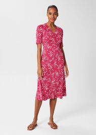 Frankie Jersey Dress, Raspberry Ivory, hi-res