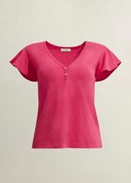 Pippa Cotton Slub Top, Zinnia Pink, hi-res
