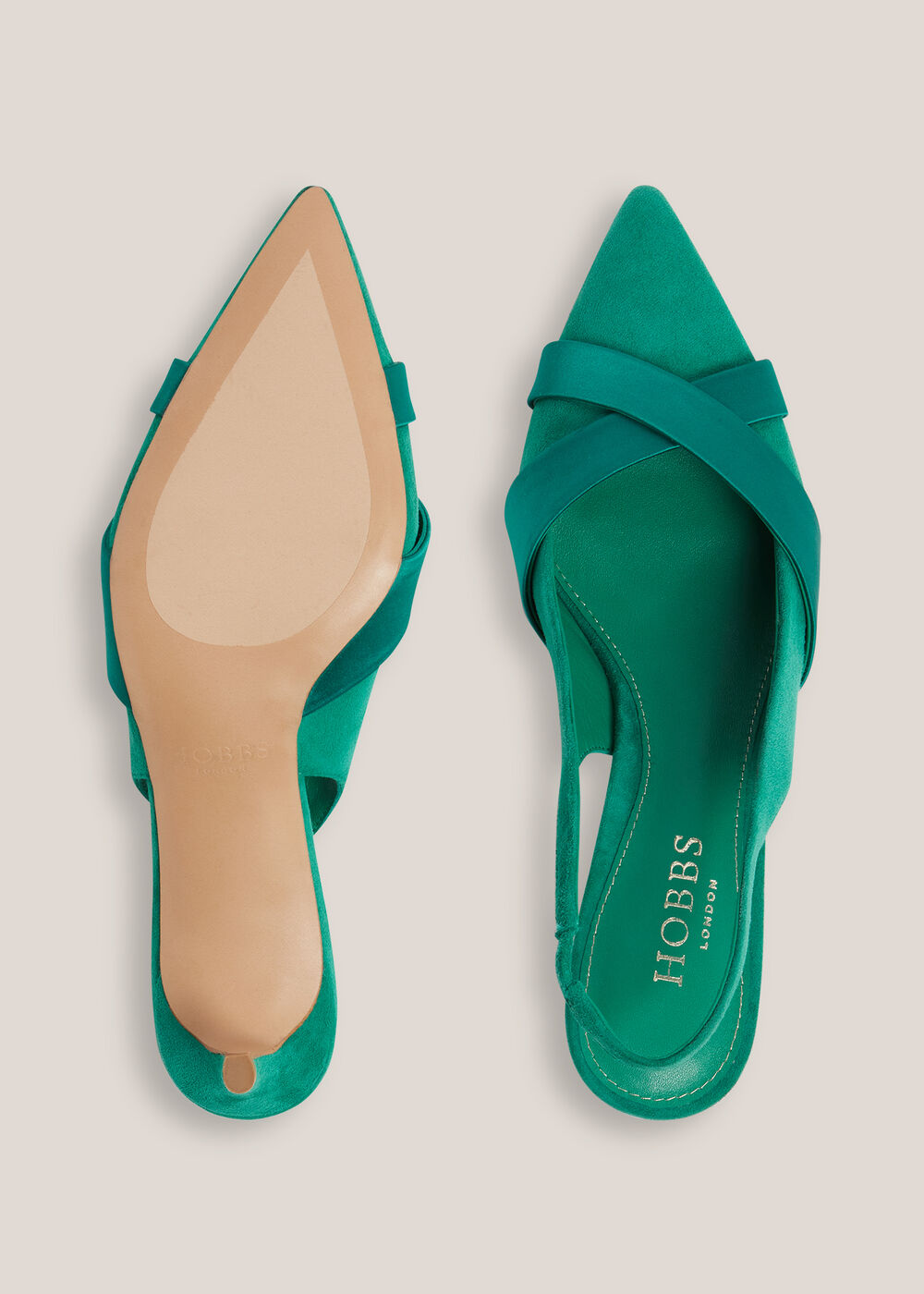 Renee Suede Slingbacks, Meadow Green, hi-res
