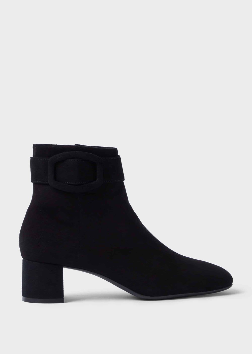 Hailey Suede Block Heel Ankle Boots, Black, hi-res