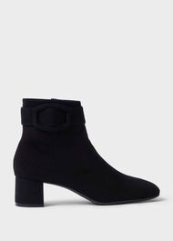 Hailey Suede Block Heel Ankle Boots, Black, hi-res