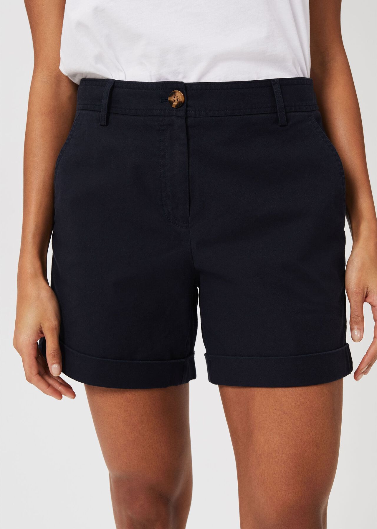 Chessie Cotton Blend Shorts With Stretch, Navy, hi-res