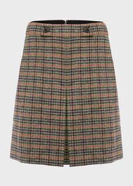 Genevieve Wool Check A Line Skirt, Camel Multi, hi-res