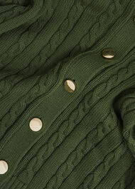 Penrose Cotton Cable Cardigan, Pine Green, hi-res