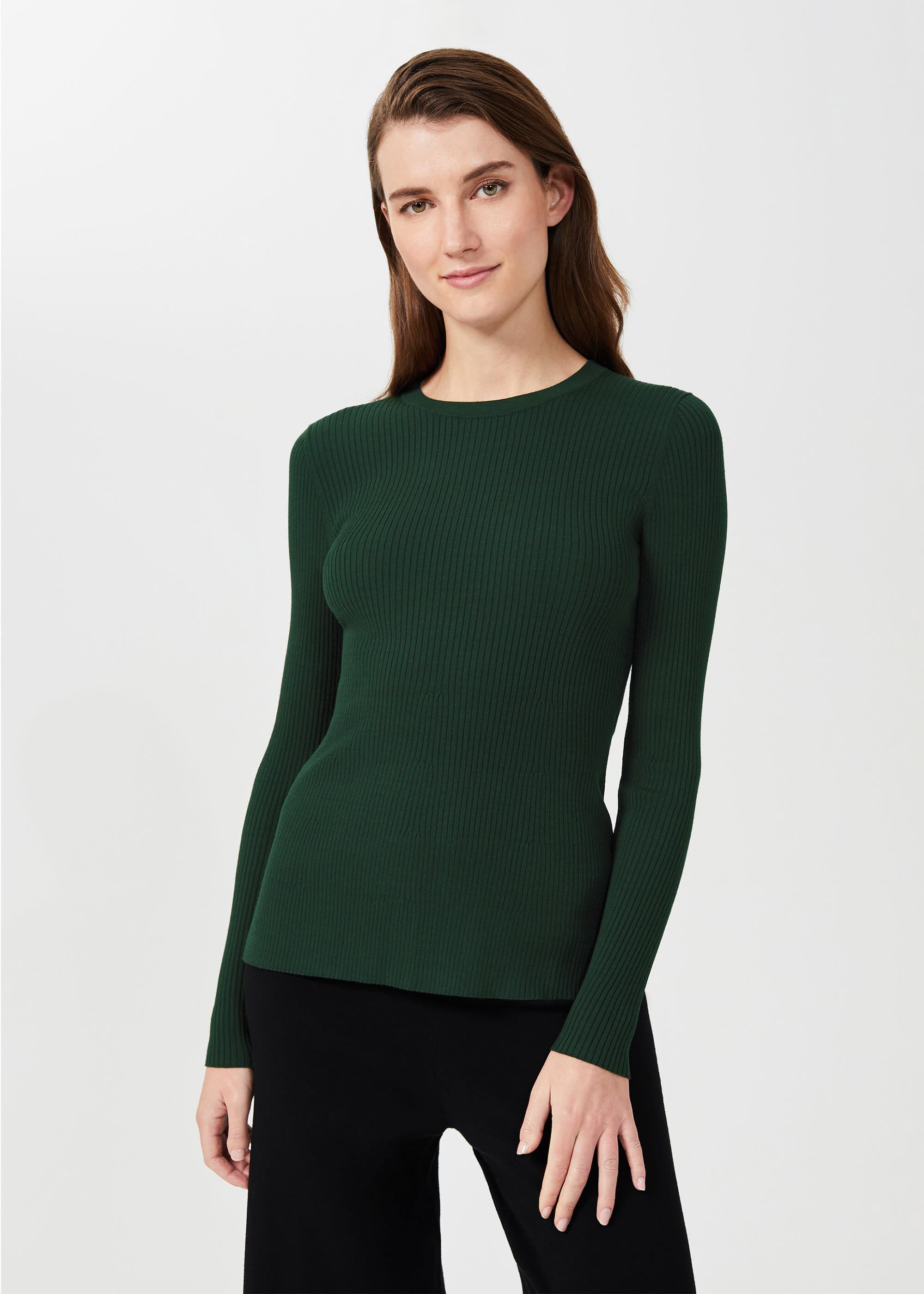 Green ribbed sweater hotsell