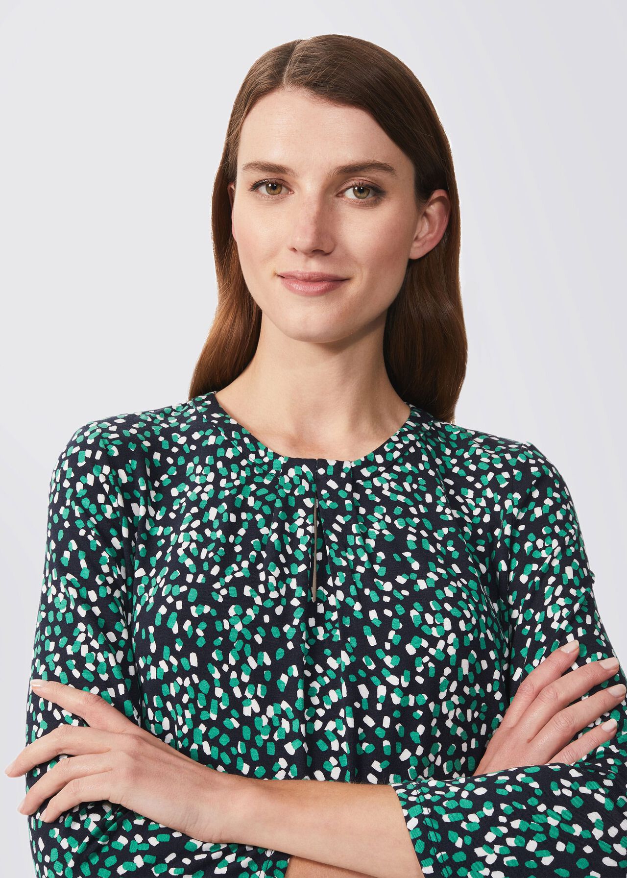 Julia Printed Top, Green Multi, hi-res