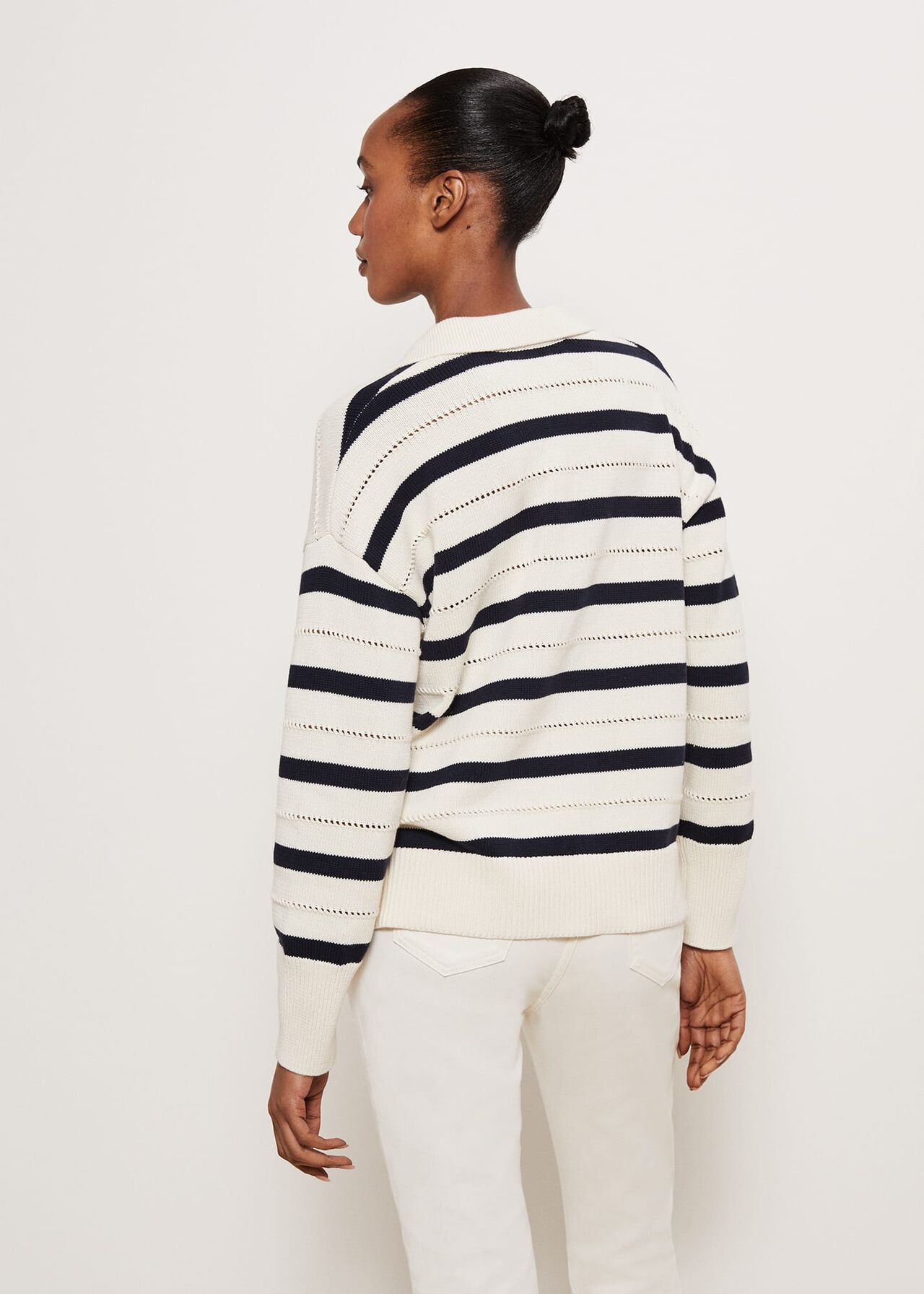 Beauford Polo Jumper, Cream Navy, hi-res