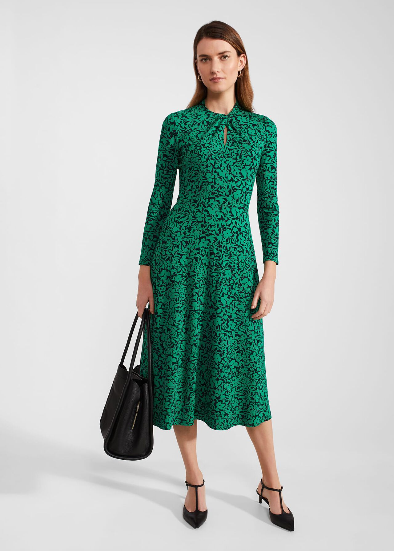 Petite Yasmin Jersey Dress, Green Navy, hi-res