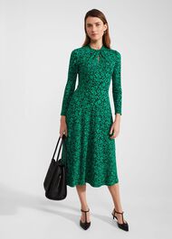 Petite Yasmin Jersey Dress, Green Navy, hi-res