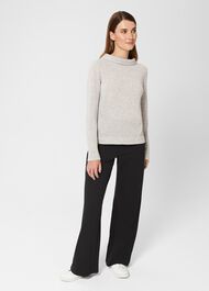 Audrey Wool Cashmere Sweater, Pale Grey Marl, hi-res