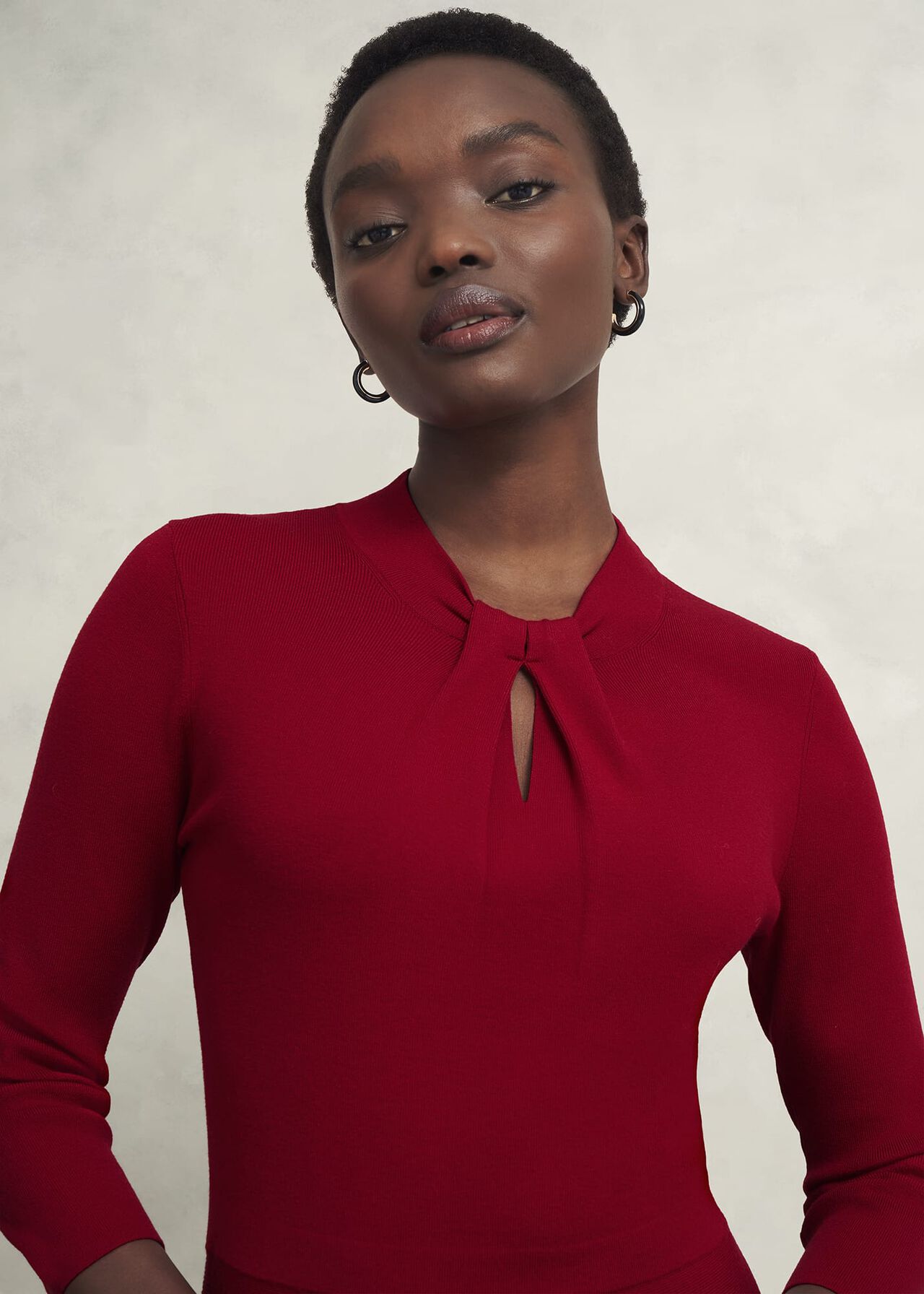 Petite Effie Knitted Dress, True Red, hi-res