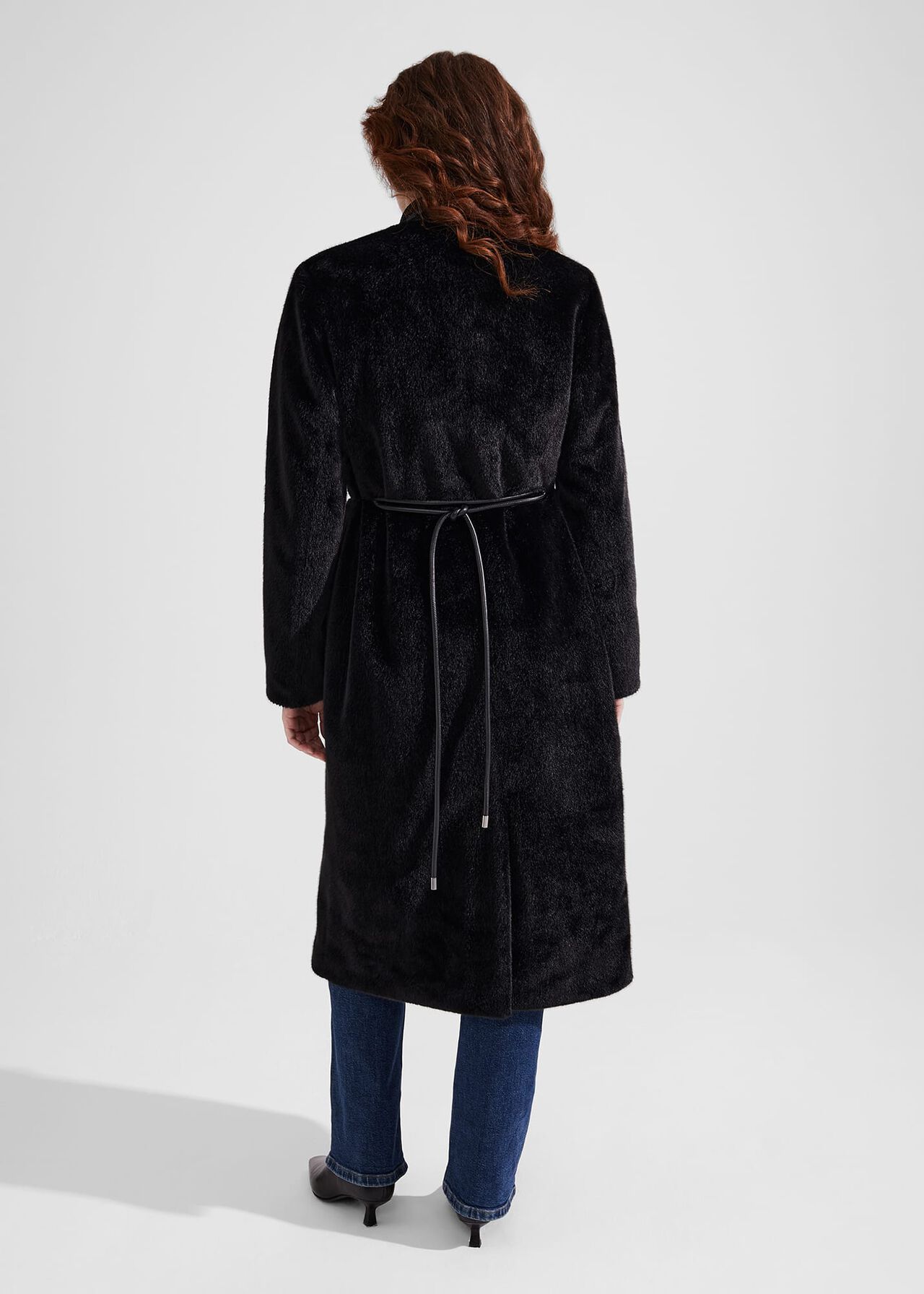 Robin Faux Fur Coat, Black, hi-res