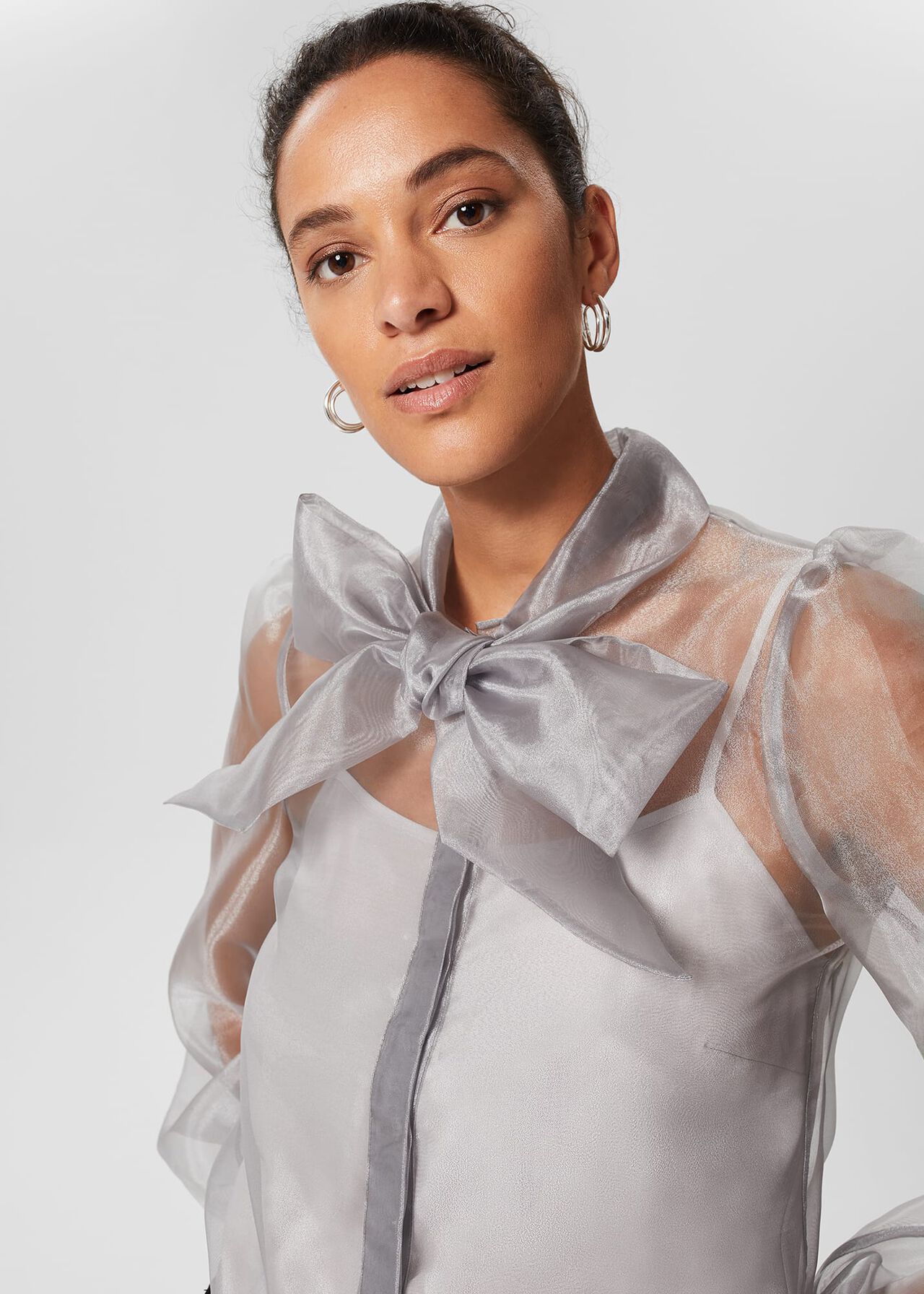 Jodie Organza Shirt, Silver, hi-res