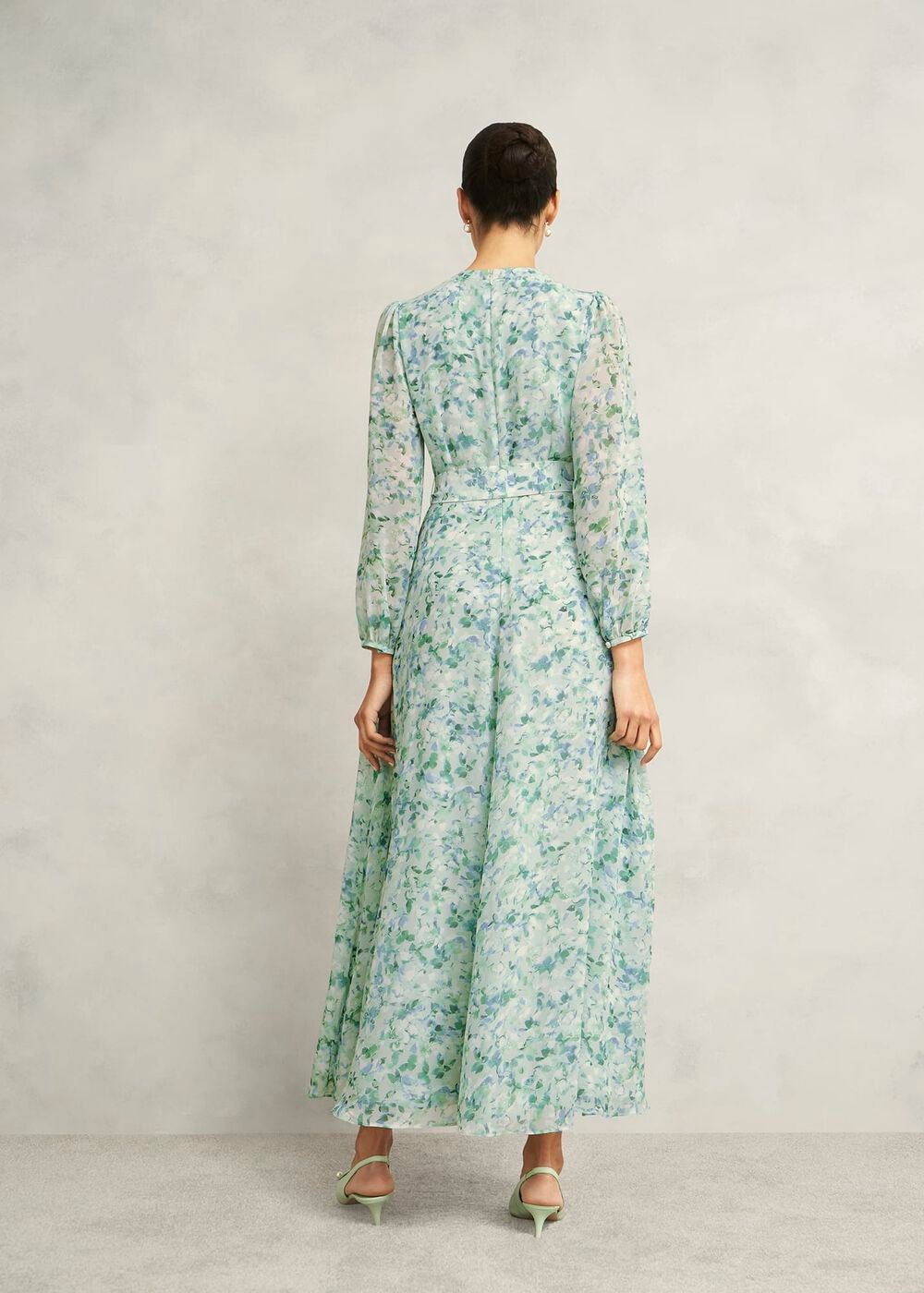 Thea Tie Belted Dress, Sage Green, hi-res