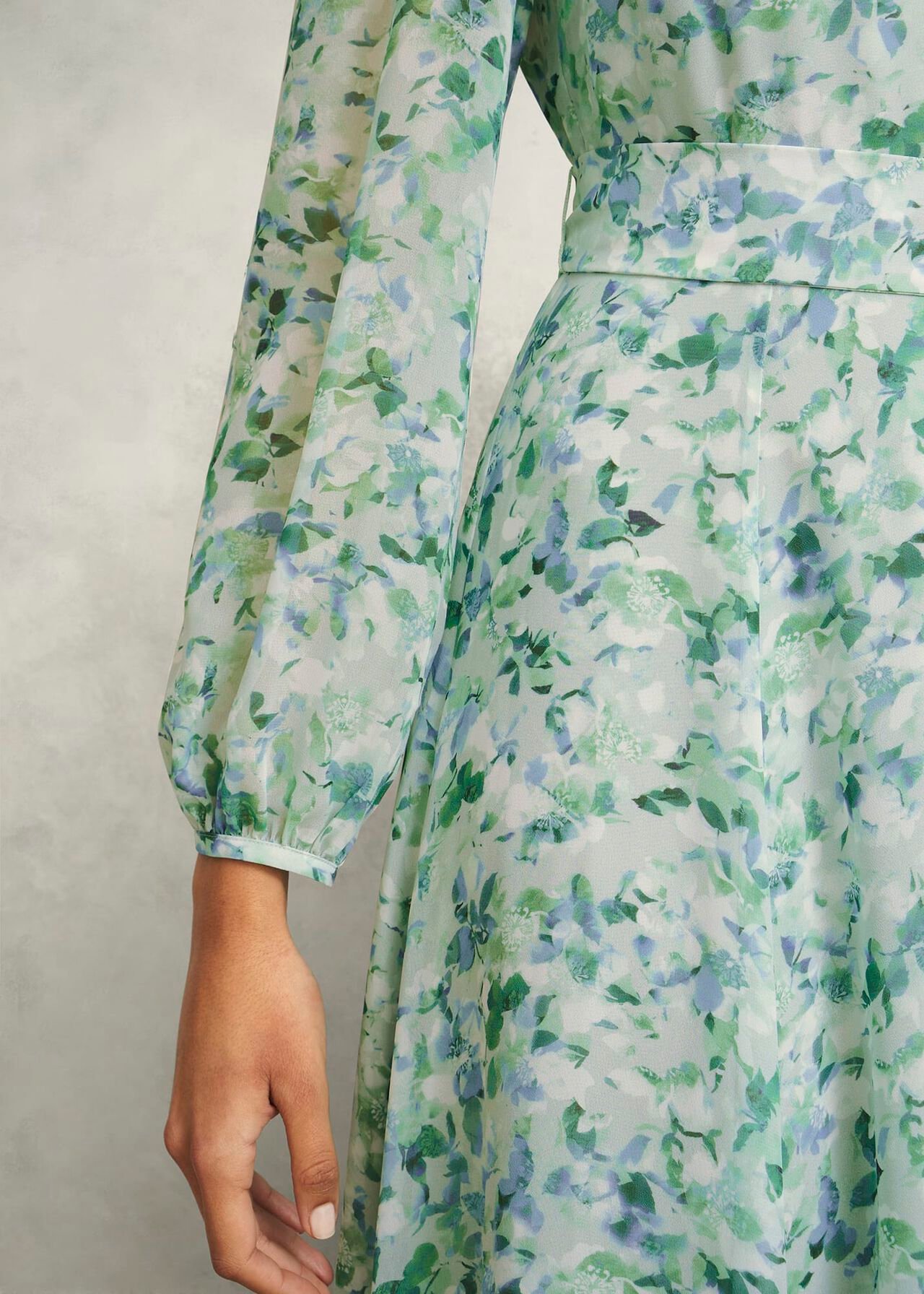Petite Thea Tie Belted Dress, Sage Green, hi-res