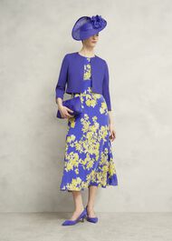 Petite Ann Embellished Silk Dress, Blue Yellow, hi-res