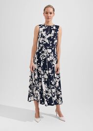 Petite Angelica Fit And Flare Dress, Midnight Ivory, hi-res