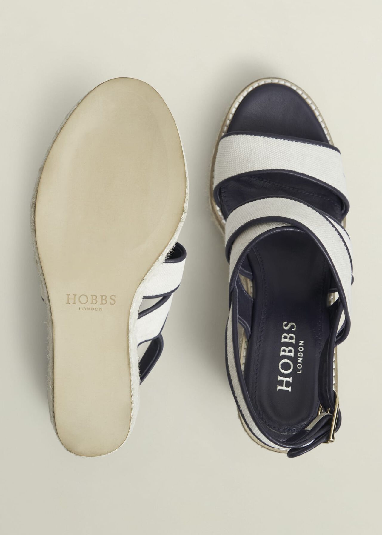 Lucie Canvas Leather Espadrilles, Natural Navy, hi-res