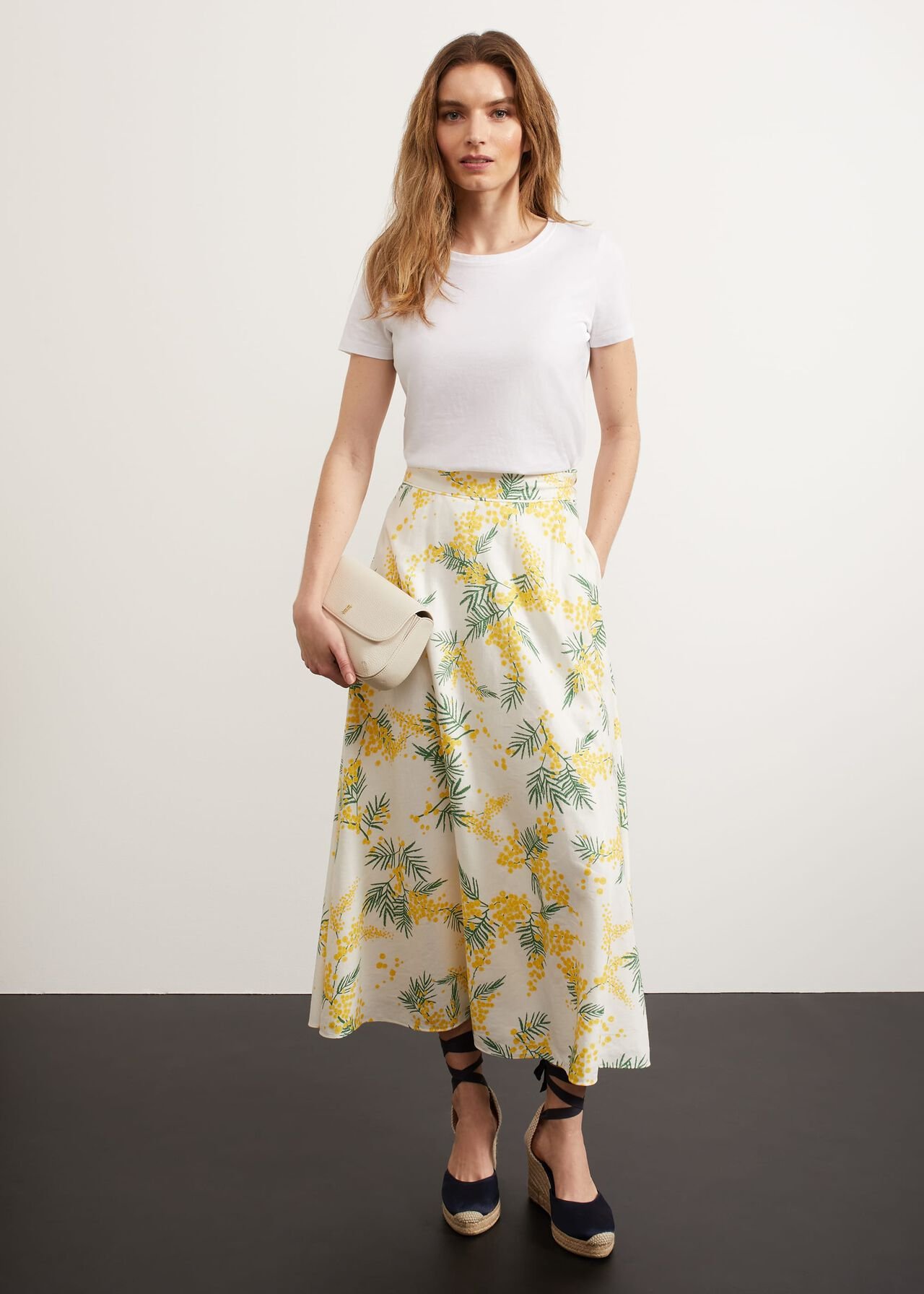 Foxcote Floral Skirt, Ivory Multi, hi-res