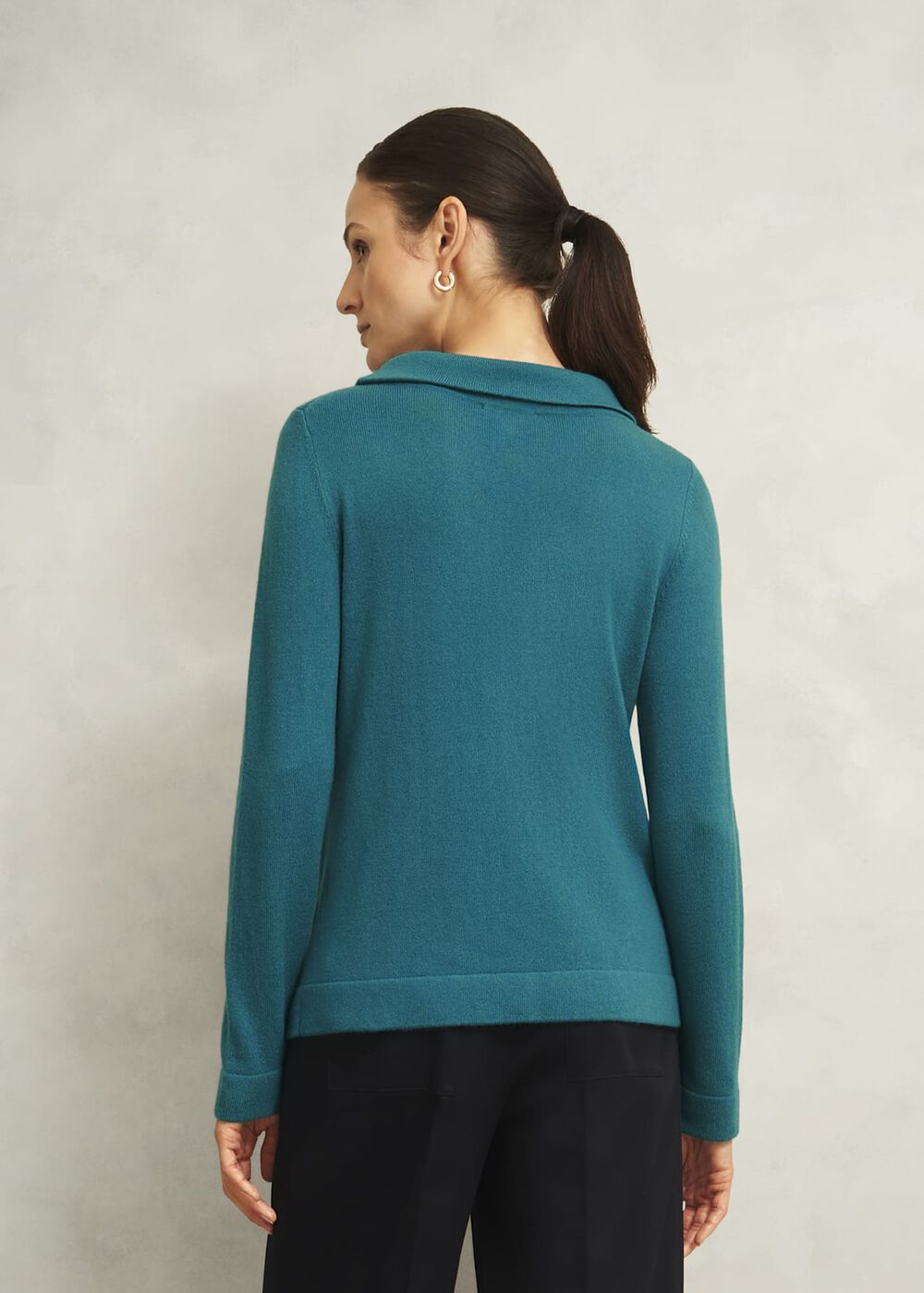 Dark Green Audrey Cashmere Blend Roll Neck Jumper, Deep Lake Green, hi-res
