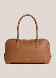 Florence Leather Shoulder Bag, Tan, hi-res